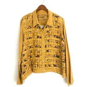 Vintage Country Wear Casuals Basketweave Patchwork Shacket Harvest Yellow XL